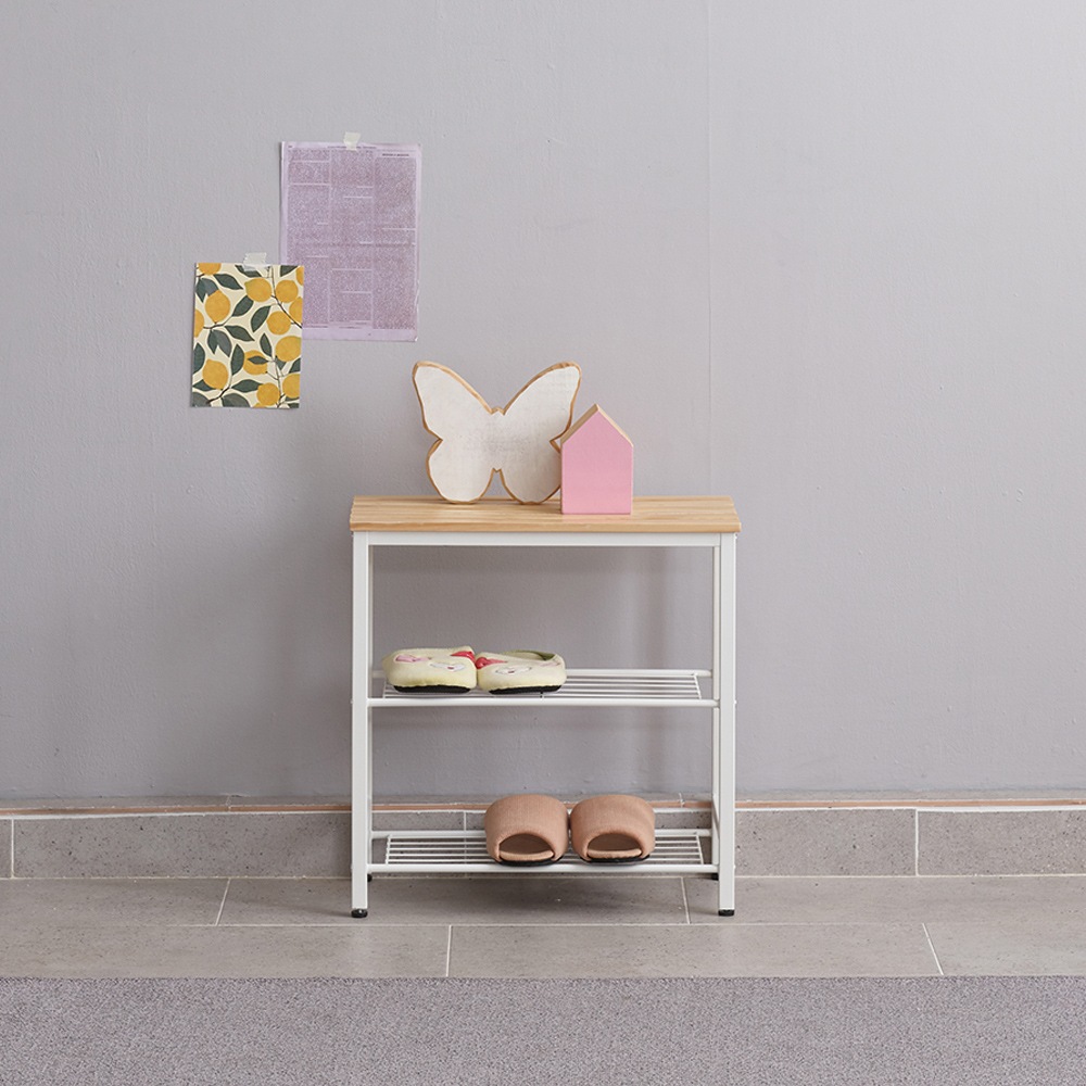 갤러리데코 칼릭스 다용도 원목 철제 3단 선반 신발정리대 3size - 500화이트 
