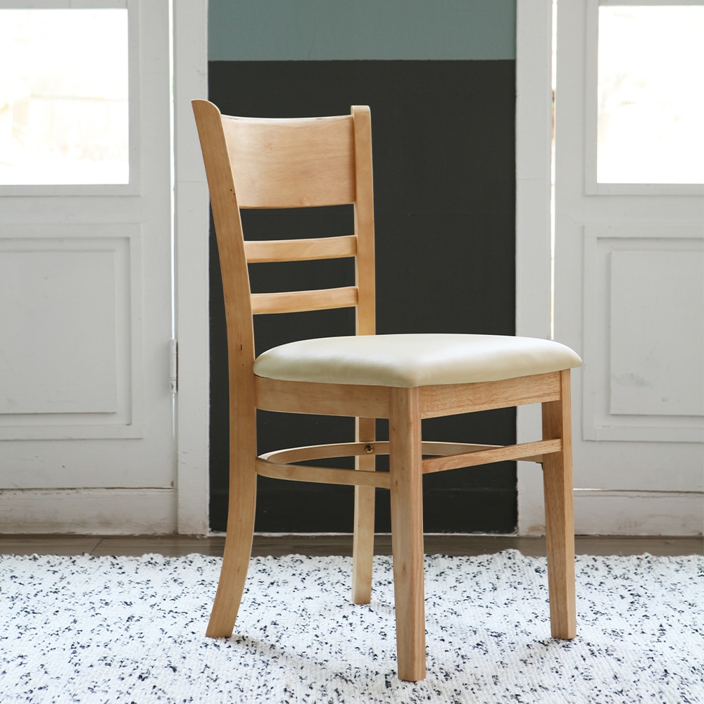 베스트리빙 1+1 캘빈 원목 업소용 식당 식탁의자 6colors - 가죽좌판/내츄럴(아이보리) 