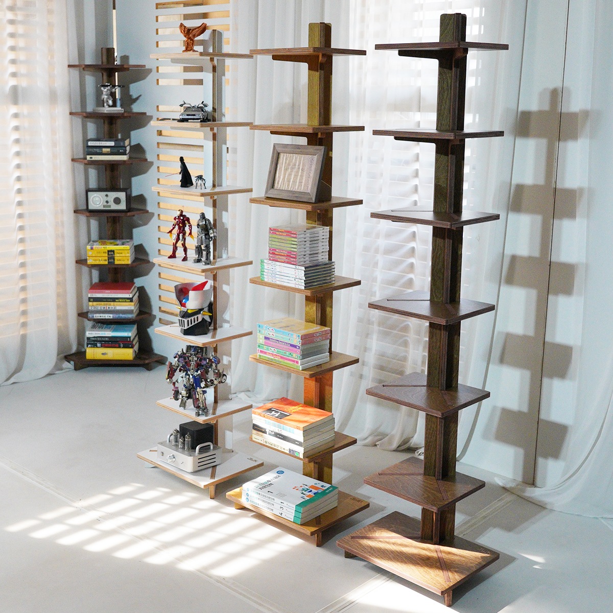 JWK 케니보 책장 북선반 2SIZES 4COLORS - 무광블랙_1600높이6단일반형