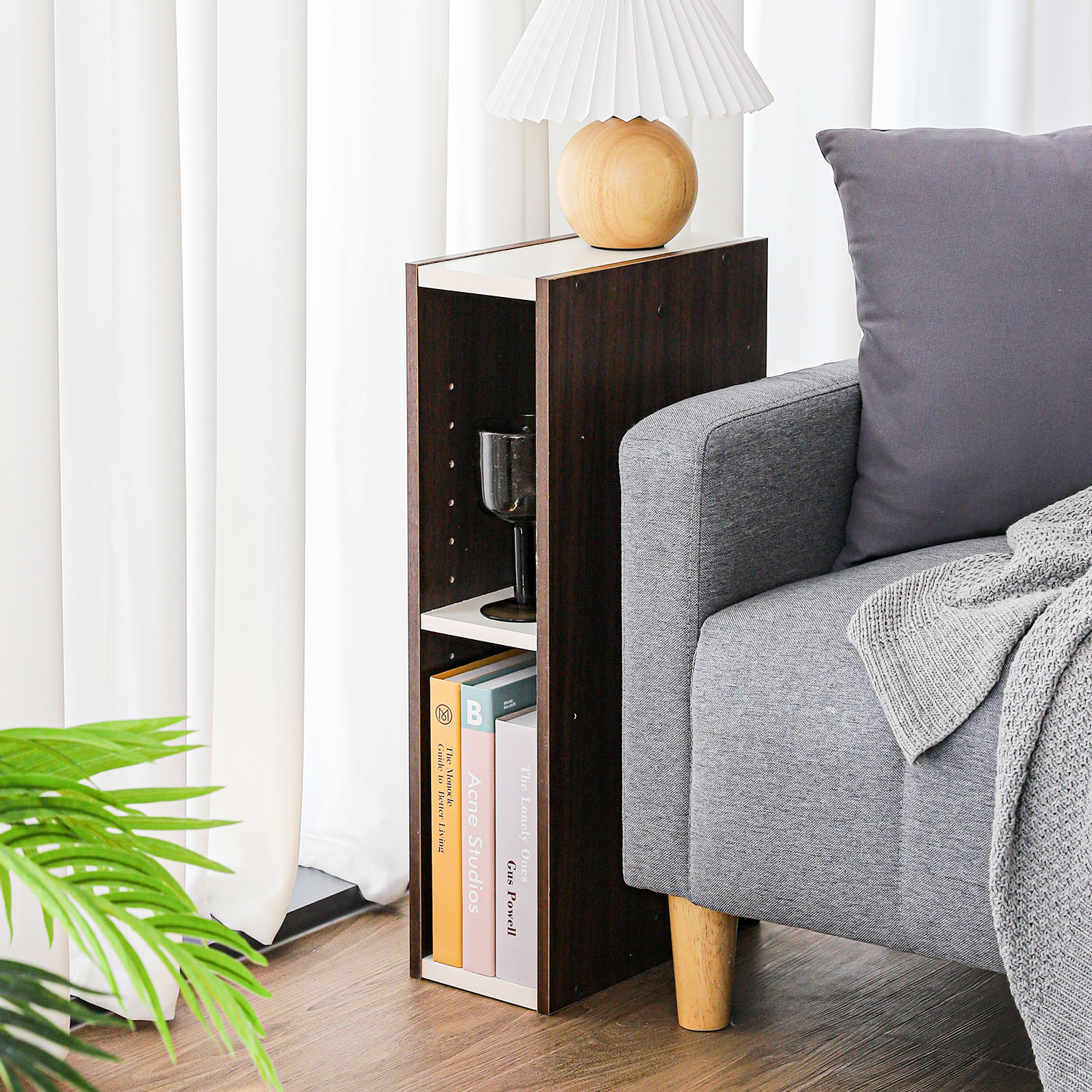 아이리스코리아 우드 틈새 수납장 침대 사이드 선반 협탁 책장 인덕션 받침대 냉장고 틈새 수납 6size - UB-6020 // 2단 일반형 60x20 