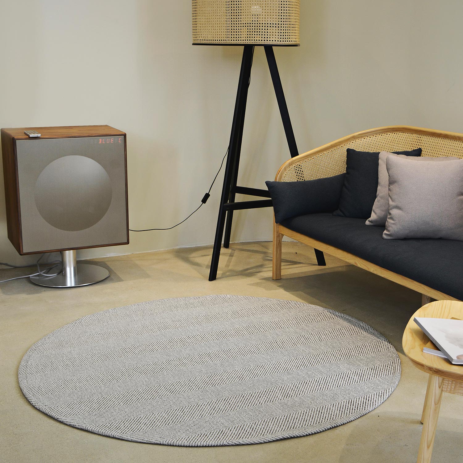 한빛카페트 헤링본 사이잘룩 사계절 발탄 원형 러그 카페트 5size 8color - 실버그레이_120cm 