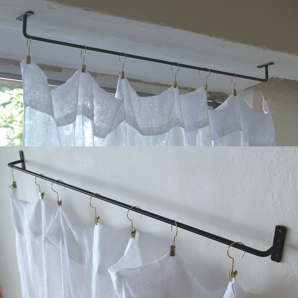 [신상품] 코코디피 통뼈 천장 벽고정 철제 커튼봉 커텐 걸이 행거 고리형 - 80cm_화이트