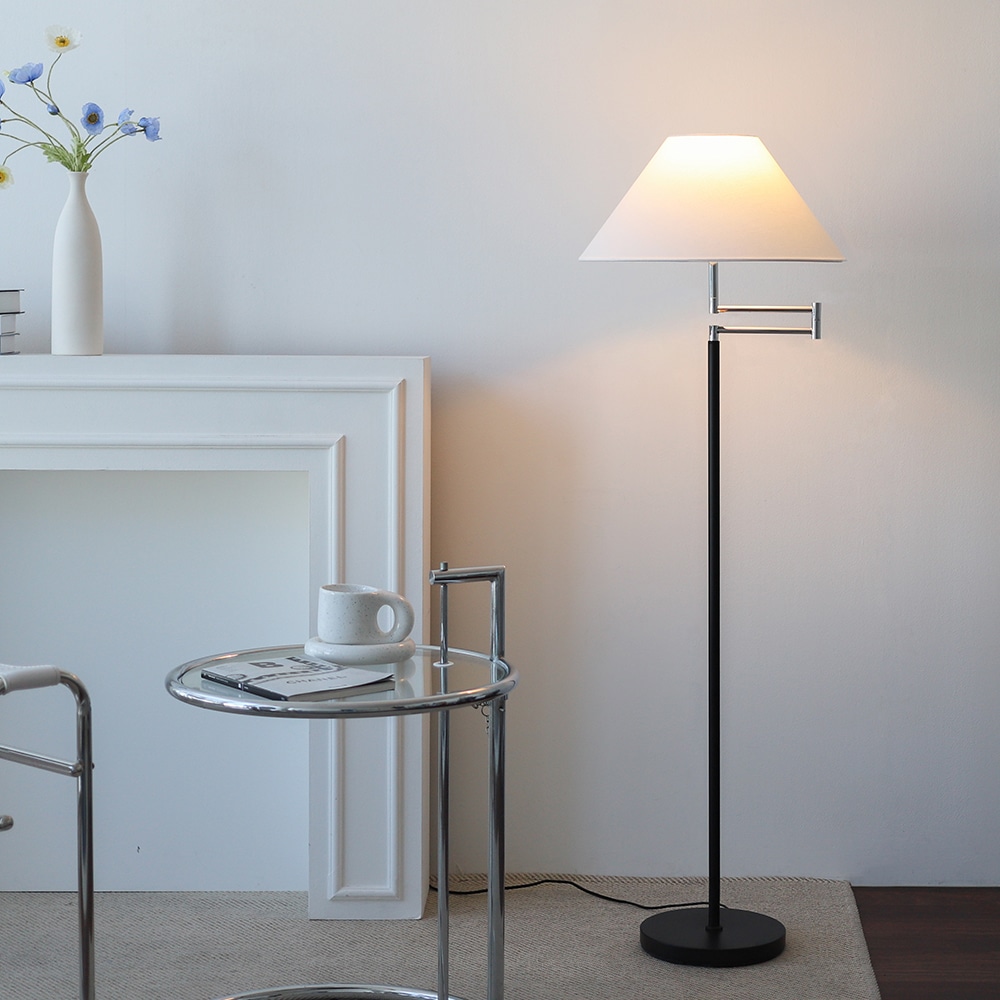 스피아노 홀리스 스윙 플로어 장스탠드 조명 - 블랙+화이트갓 