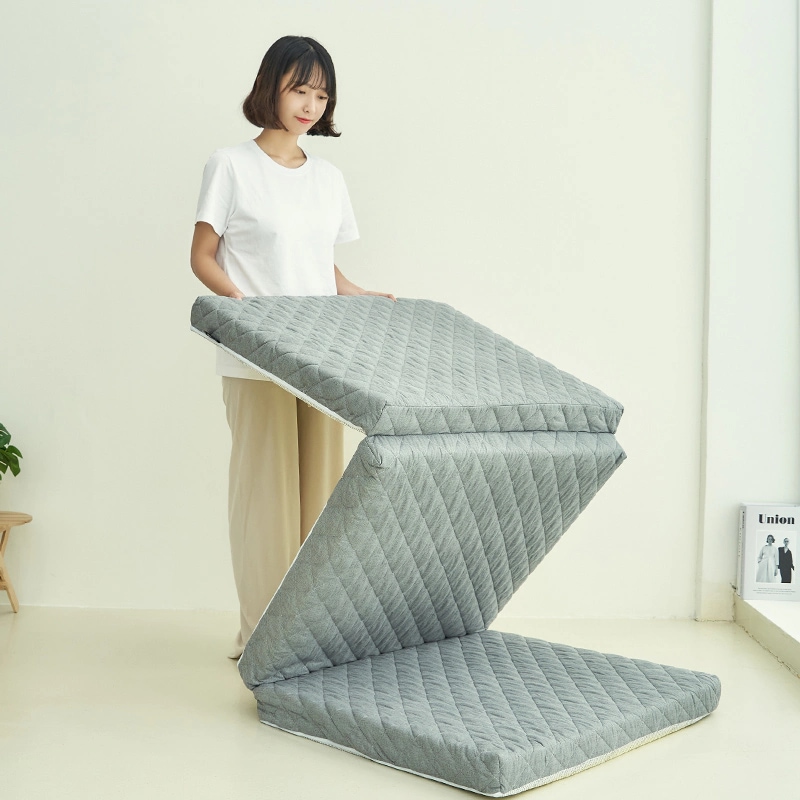 잠스쿨 3단 접이식 침대 매트리스 토퍼 허리에좋은 단단한 바닥 수면매트 1인 매트릭스 12cm - 3단 접이식 바닥형 멀티싱글 (12cm)_그레이 