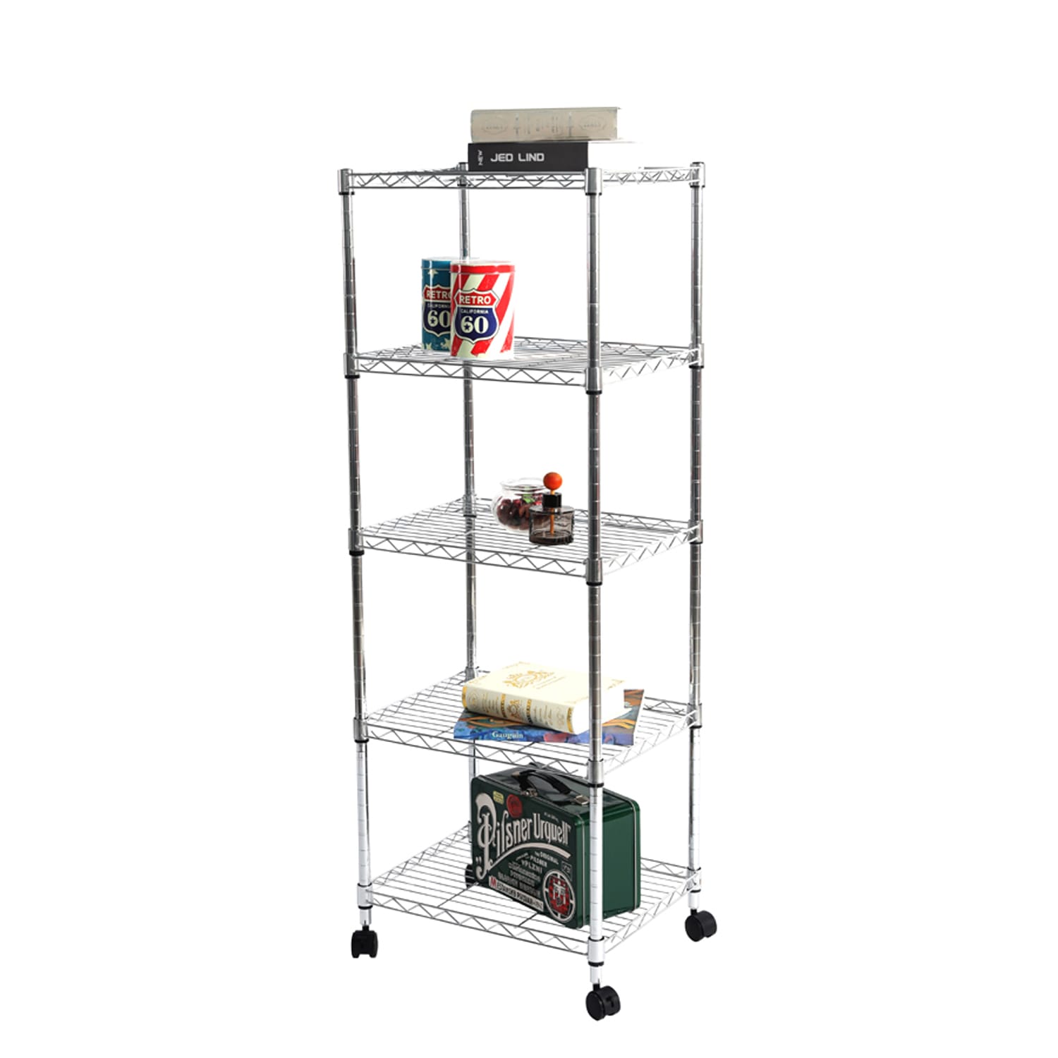 [리빙코아][오늘출발][신상품]리빙코아 이동식 메탈 철제 바퀴 수납 선반 메탈랙 5단 450/600/750/900 - 450 5단