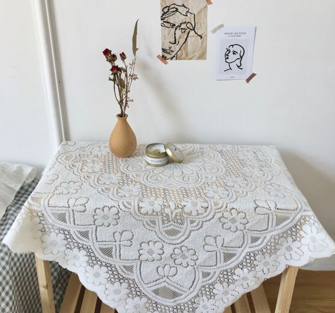 안젤라홈 빈티지 커버 덮개 레이스 테이블보 3size - 120cm-120cm