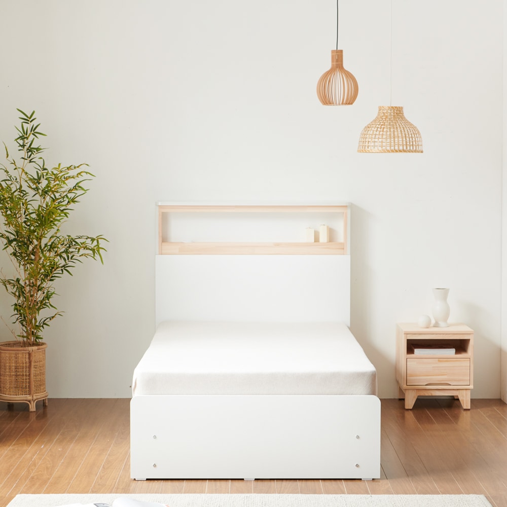 하모벨 밀라 편백나무 3단 LED조명+콘센트 수납침대 SS/Q - 슈퍼싱글(SS)사이즈 