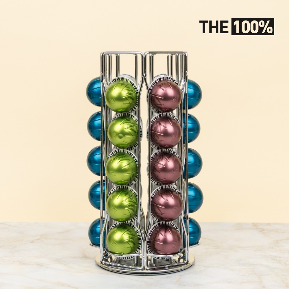 THE 100% 버츄오 캡슐커피 보관함 헥사곤 회전타워 30구 홀더 거치대 - 버츄오 캡슐커피 보관함 헥사곤 회전타워 30구 - 실버