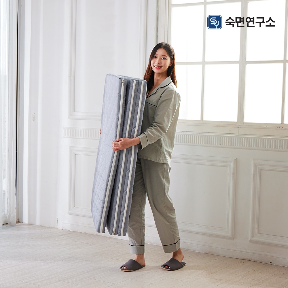 숙면연구소 3단 접이식 매트리스 6cm 원룸 침대 바닥 단단한 토퍼 수면매트 (MS/SS/Q) - 슈퍼싱글(110x200) / 넉넉한 1인용_그레이 
