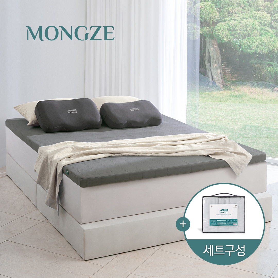 몽제 딥슬립 매트리스 + 추가커버(밴딩형) 세트 (S/SS/Q/K) - SS_매트리스: 다크 그레이 / 밴딩형커버: 다크 그레이
