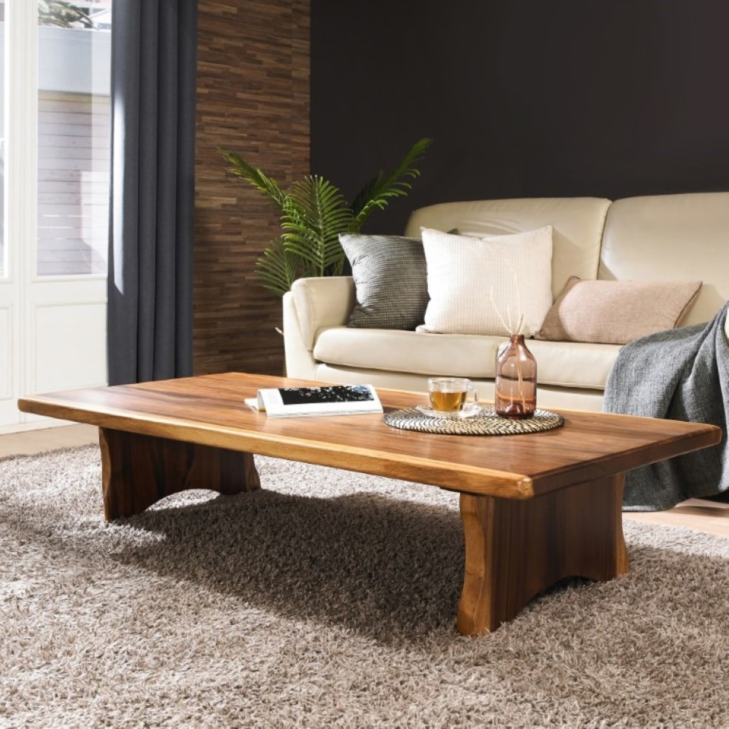 [신상품] 헤즈로 레스토 우드슬랩 원목 거실 소파 커피 테이블 - 직사각형 (상판사이즈-가로:1400mm) (2월말 입고에정)