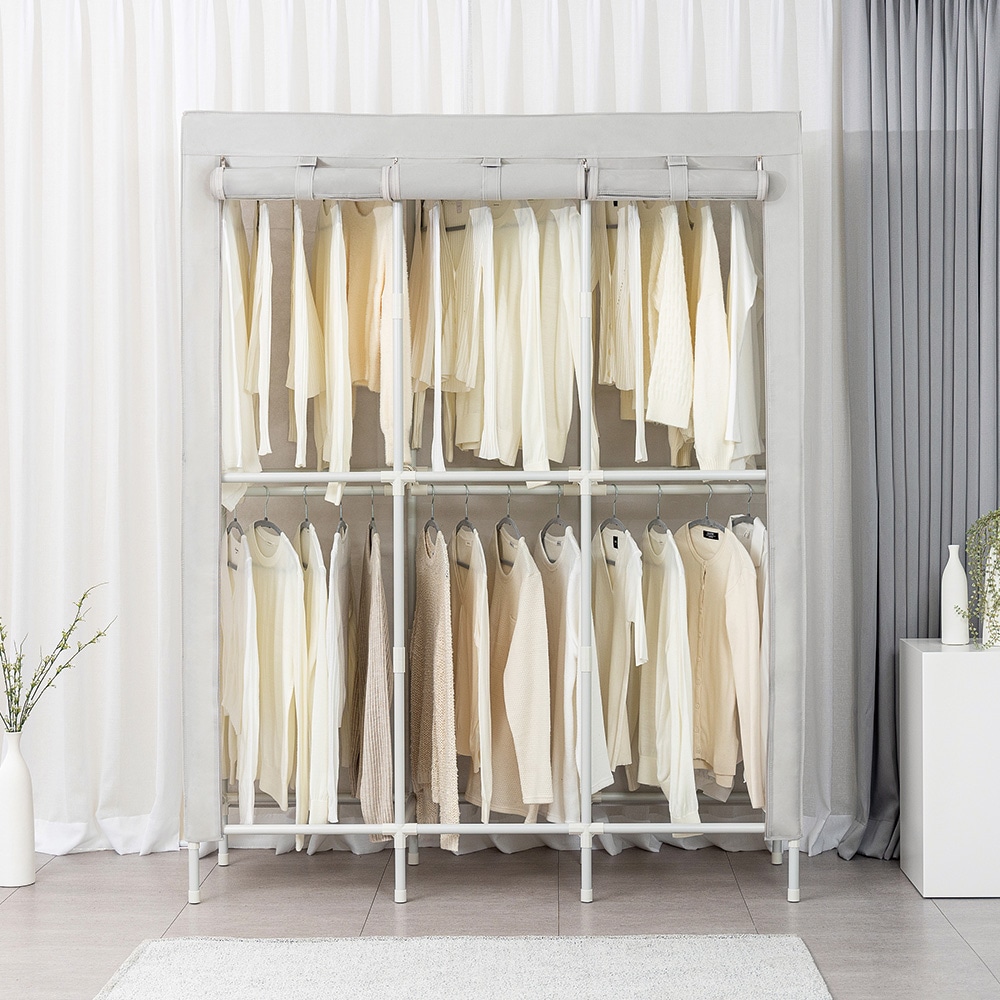 MF매직하우스 윈도우 커버옷장 드레스룸 옷장 행거 2단 트리플 - 2단트리플:화이트그레이 