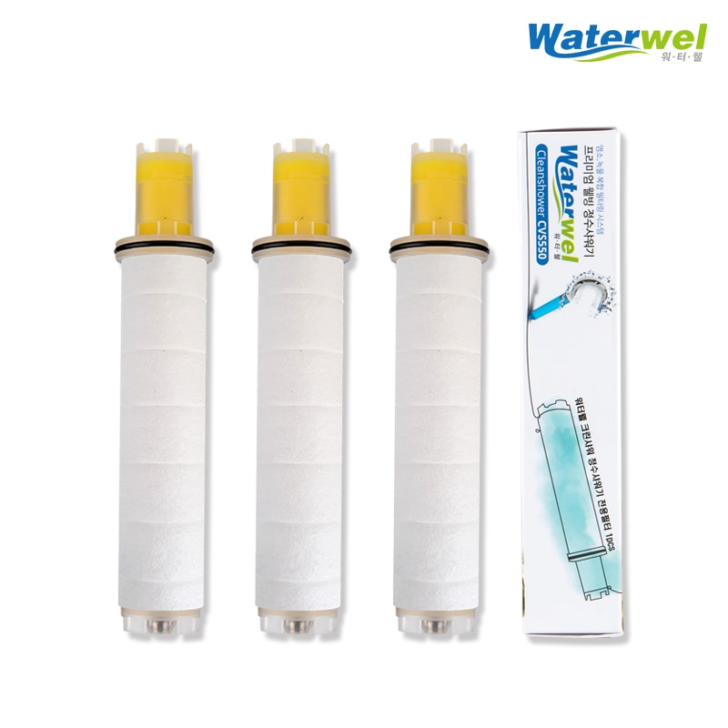워터웰 비타민필터샤워기 수전녹물제거 잔류염소제거 CVS-550 리필필터 - 비타민샤워기 리필필터 3개