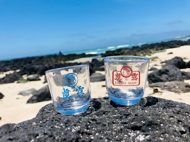 진로 레트로 소주잔 50ml 특이한 소주잔 두꺼비잔 - 진로이즈백잔2개+진로빨강소주잔2개