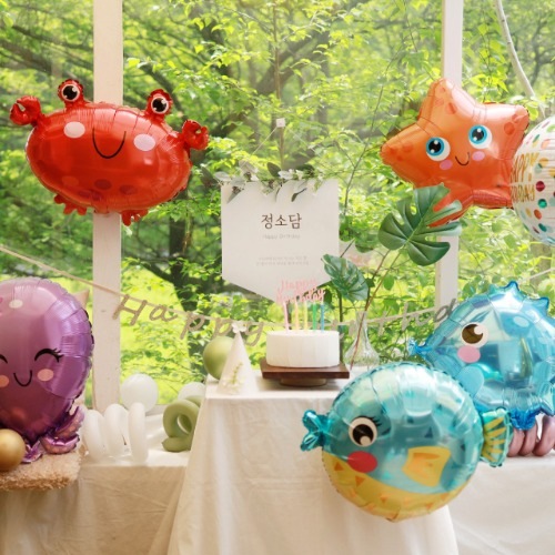 파티조엘 아기 꽃게 문어 복어 불가사리 해마의 귀여운 바다 친구들 풍선 - 미국 아나그램_꽃게