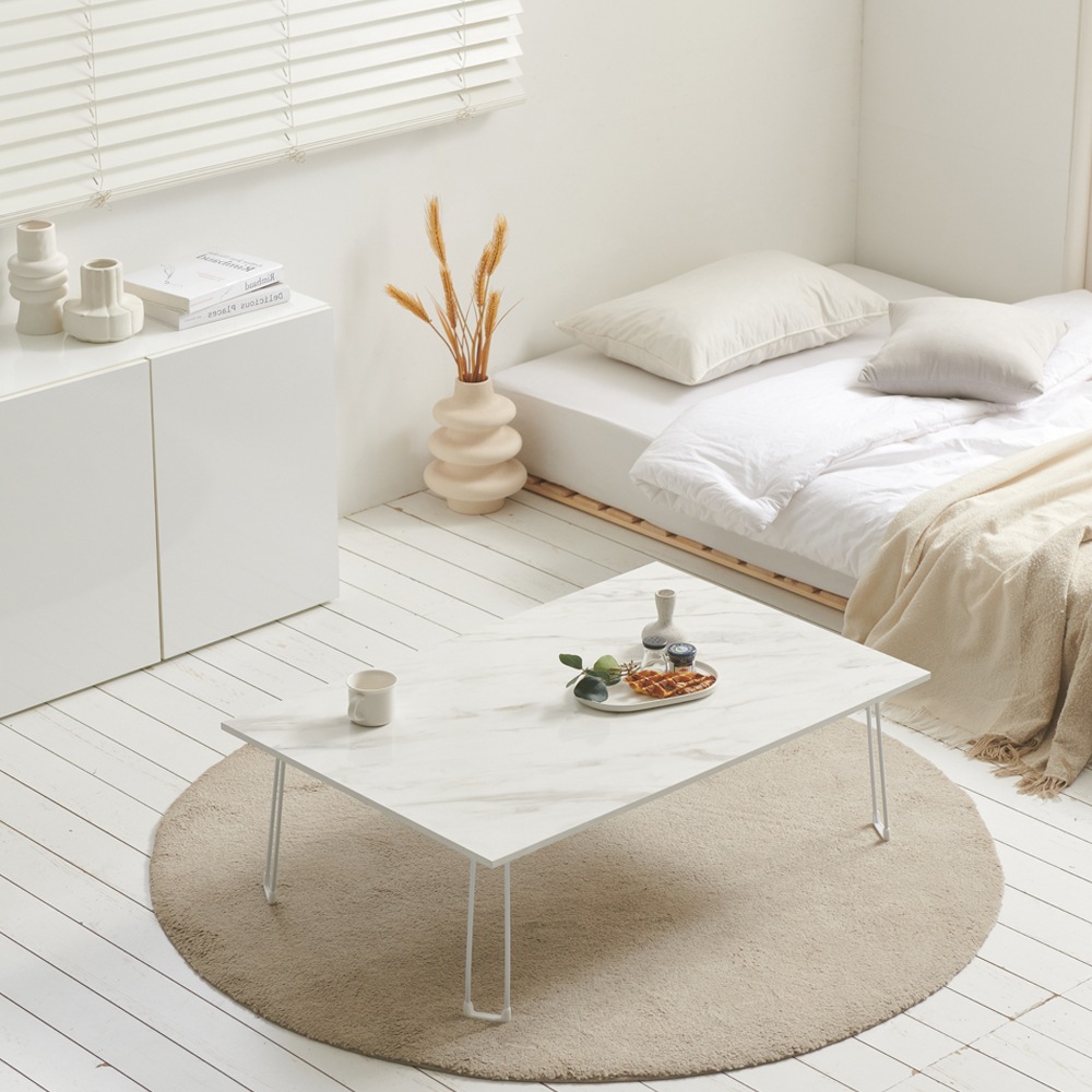 라니퍼니처 블루밍 LPM 다용도 1인용 2인용 접이식테이블 밥상 공부상 - 화이트마블_600x480 