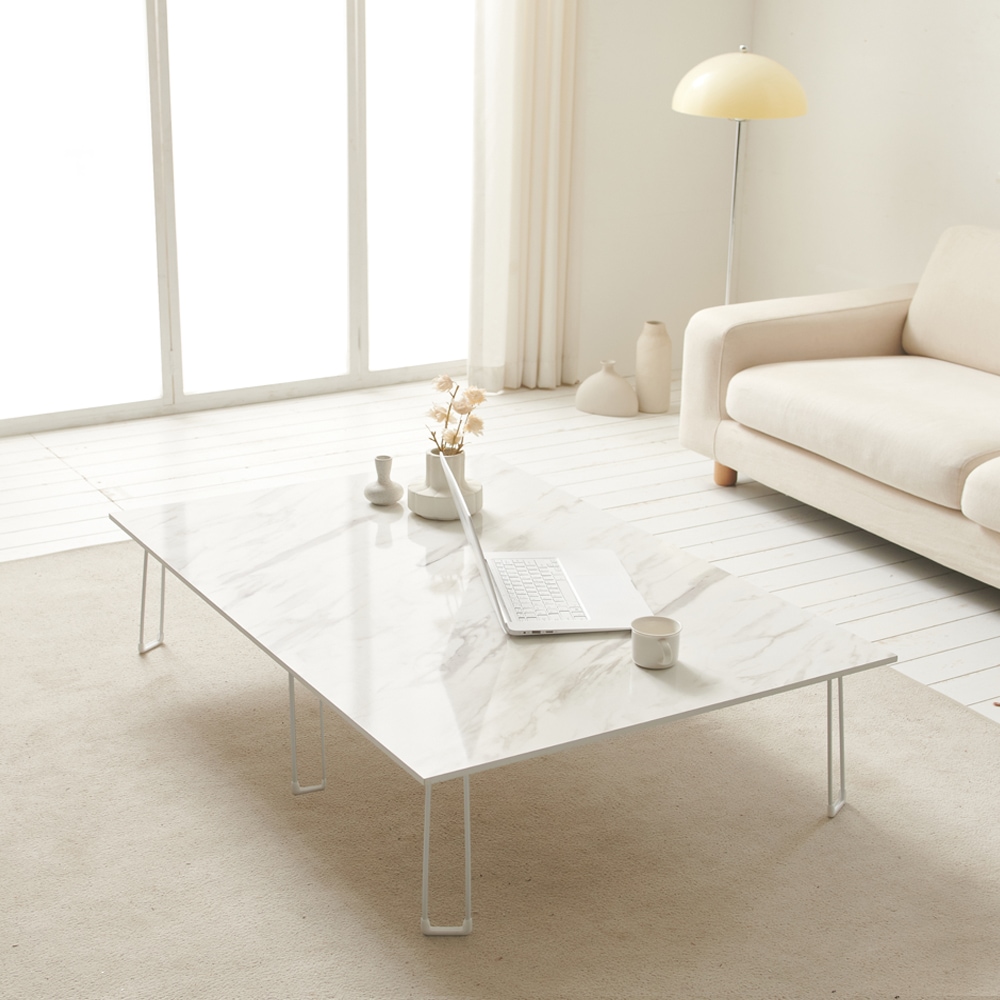 [오늘출발] [신상품] 라니퍼니처 블루밍 LPM 다용도 1600x800 다용도 접이식 6인용 8인용 밥상 집들이상 손님상 - 화이트마블_1600x800