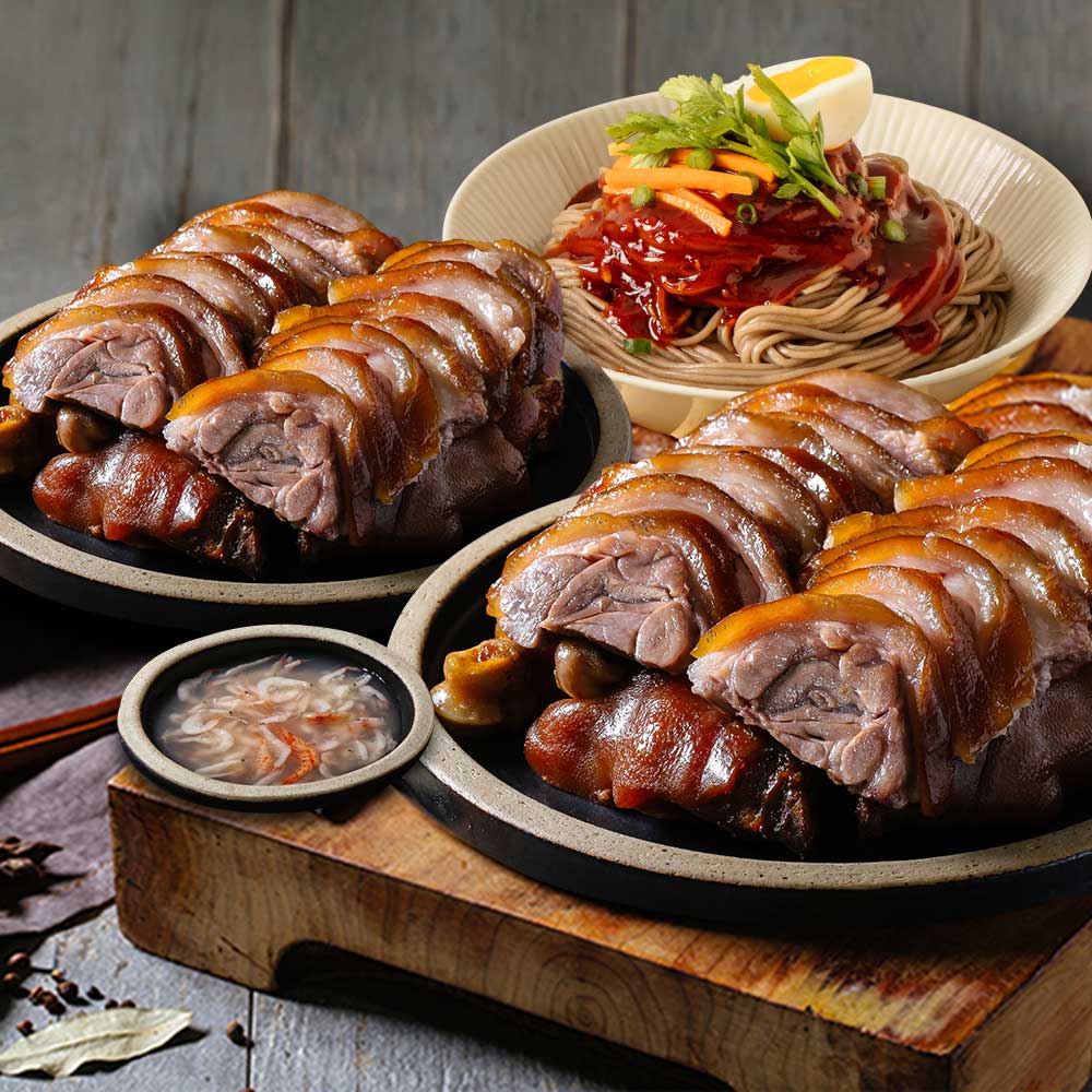 아빠식당 황기순살족발300g(냉장) 2팩+비빔막국수+새우젓소스 외 - 황기순살족발(냉장)X2팩+비빔막국수X1팩+새우젓X1팩