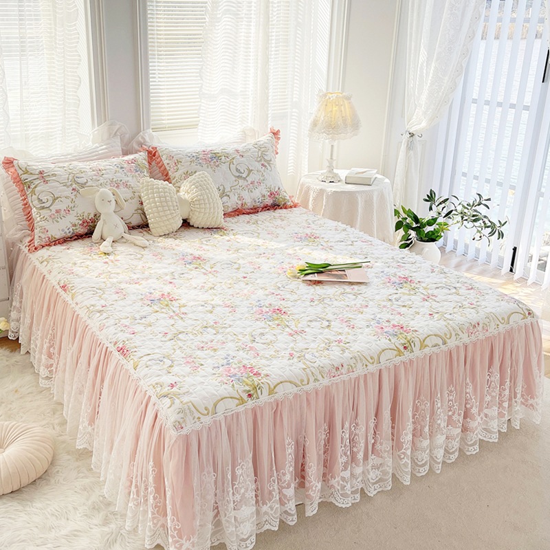 러빙랩 클로비아 40수 순면 레이스 침대커버 SS Q K 매트커버 - Q-150x200cm