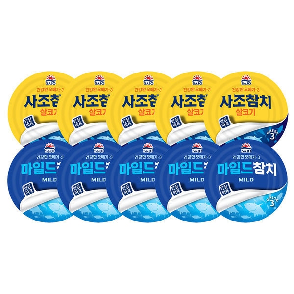 사조대림 안심따개 사조참치 85g20캔 4종 - 사조 살코기참치 85g 10개+마일드참치 85g 10개[F]