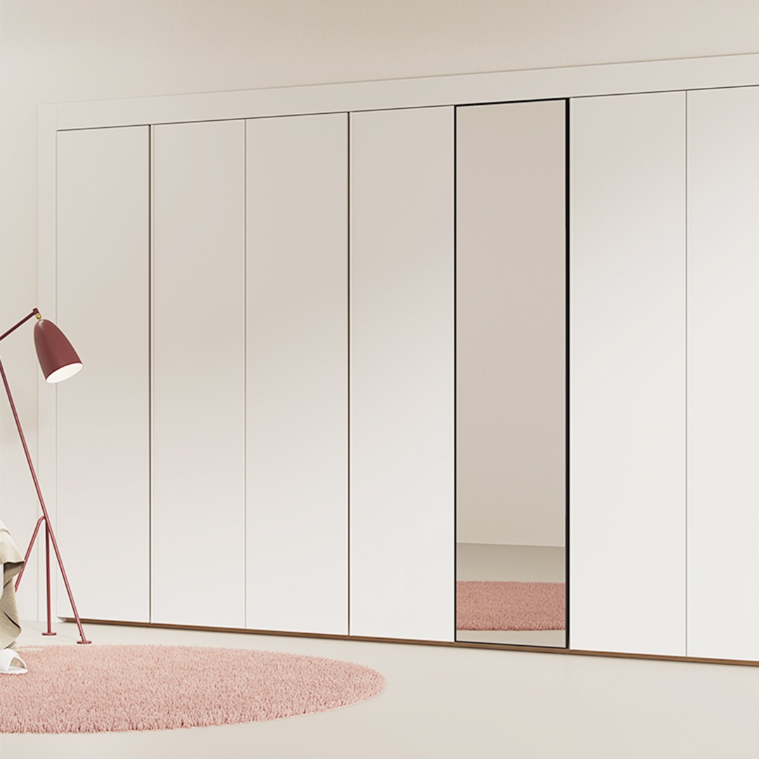 [신상품] 한샘 바이엘 소프트 거울 붙박이장 크림화이트_행거형(18종/택1) - E형:280~290(9.5자)(E)