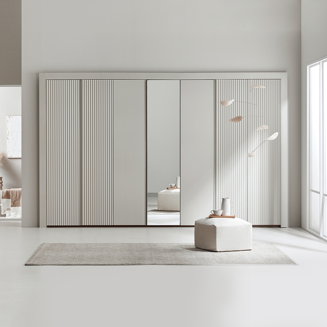 [신상품] 한샘 아트월 거울 붙박이장 대칭형_서랍형(18종/택1) - A형 : 소프트화이트_Q형:400~410_13.5자(Q)