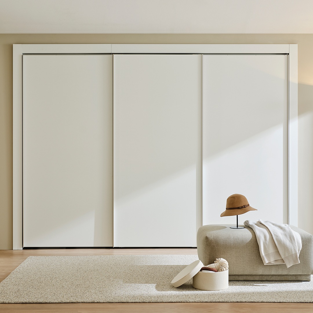 [한샘][신상품]한샘 바이엘 슬라이딩 붙박이장 화이트_선반형(17종/택1) - D형: 280~290_9.5자 (D)