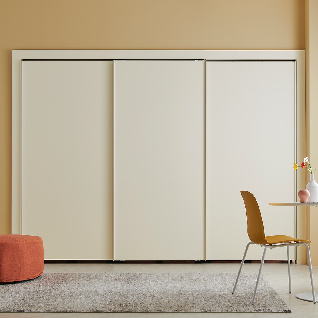 [신상품]한샘 바이엘 소프트 슬라이딩 붙박이장_선반형(17종/택1) - 크림화이트_360~370(12자)(L)