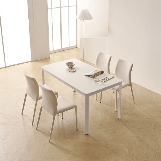 한샘 한샘몰pick 보니애 론다 1400 세라믹 식탁 세트(의자포함) 4인용 - 상판 화이트 / 의자 아이보리(4) ZOS5803ZOE(A) 