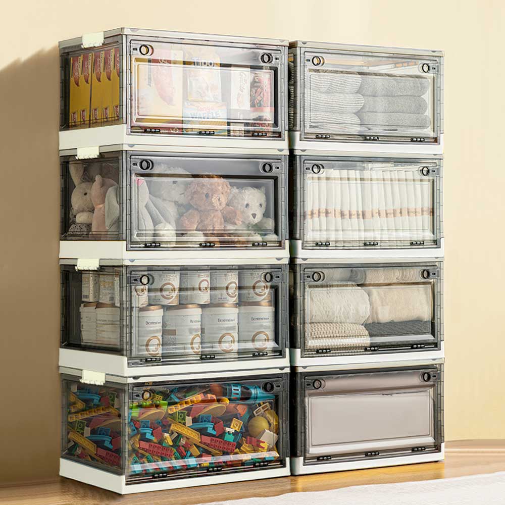 [신상품]카롤스픽 플라스틱 폴딩박스 접이식 리빙박스 투명 수납 박스 이동식 옷 정리함 - 특대형(61x42x34.5h)화이트x1