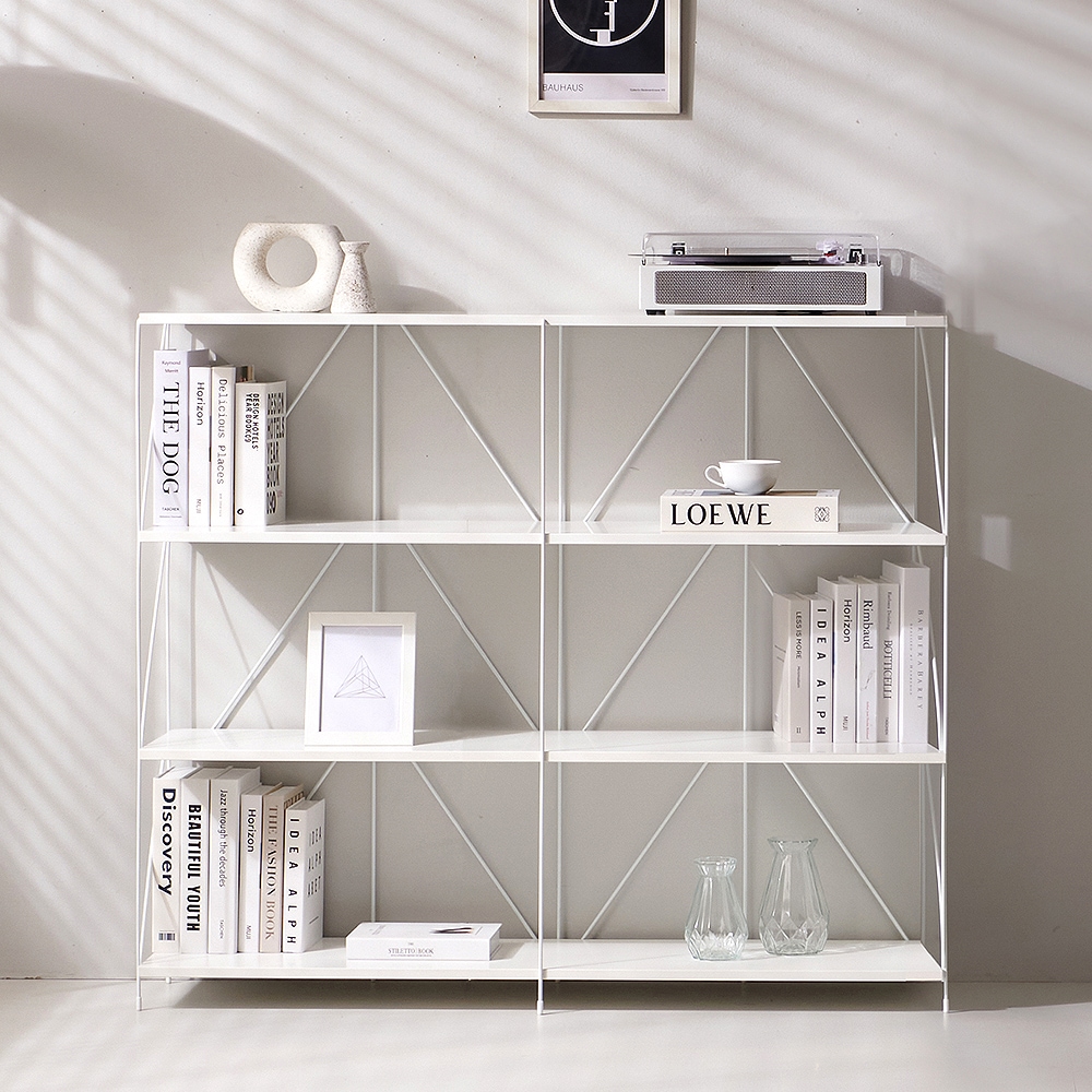 [신상품] 필웰 E0자재 홈오피스 작은방꾸미기 팬트리선반 수납선반장 서재 책장 책꽂이 장식장 8size - 화이트_4단1200 사이즈 (ST1865)