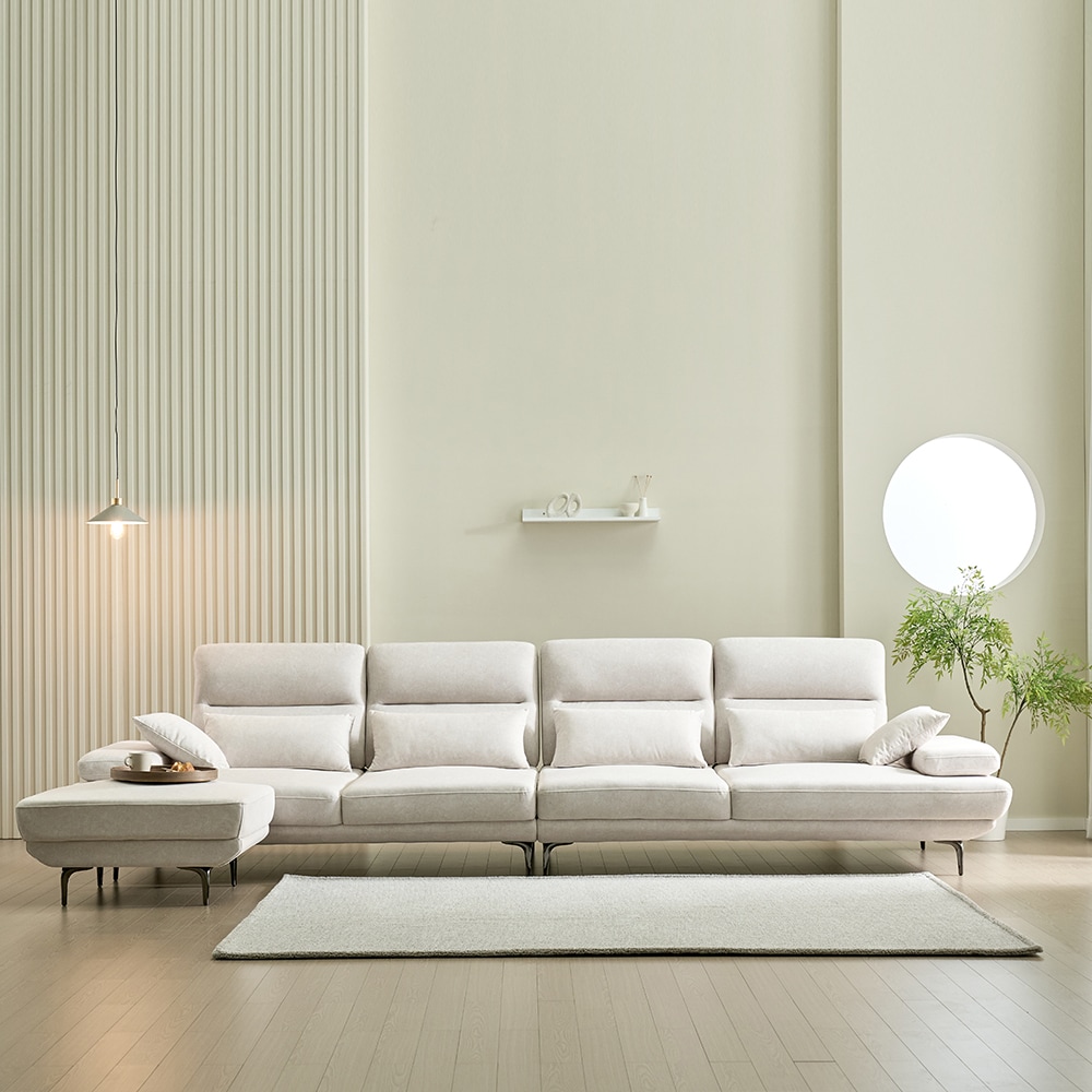 [신상품] 라라홈 로로 6인 조야 패브릭 스윙 소파 모듈 이지클린 - 베이지-3600mm