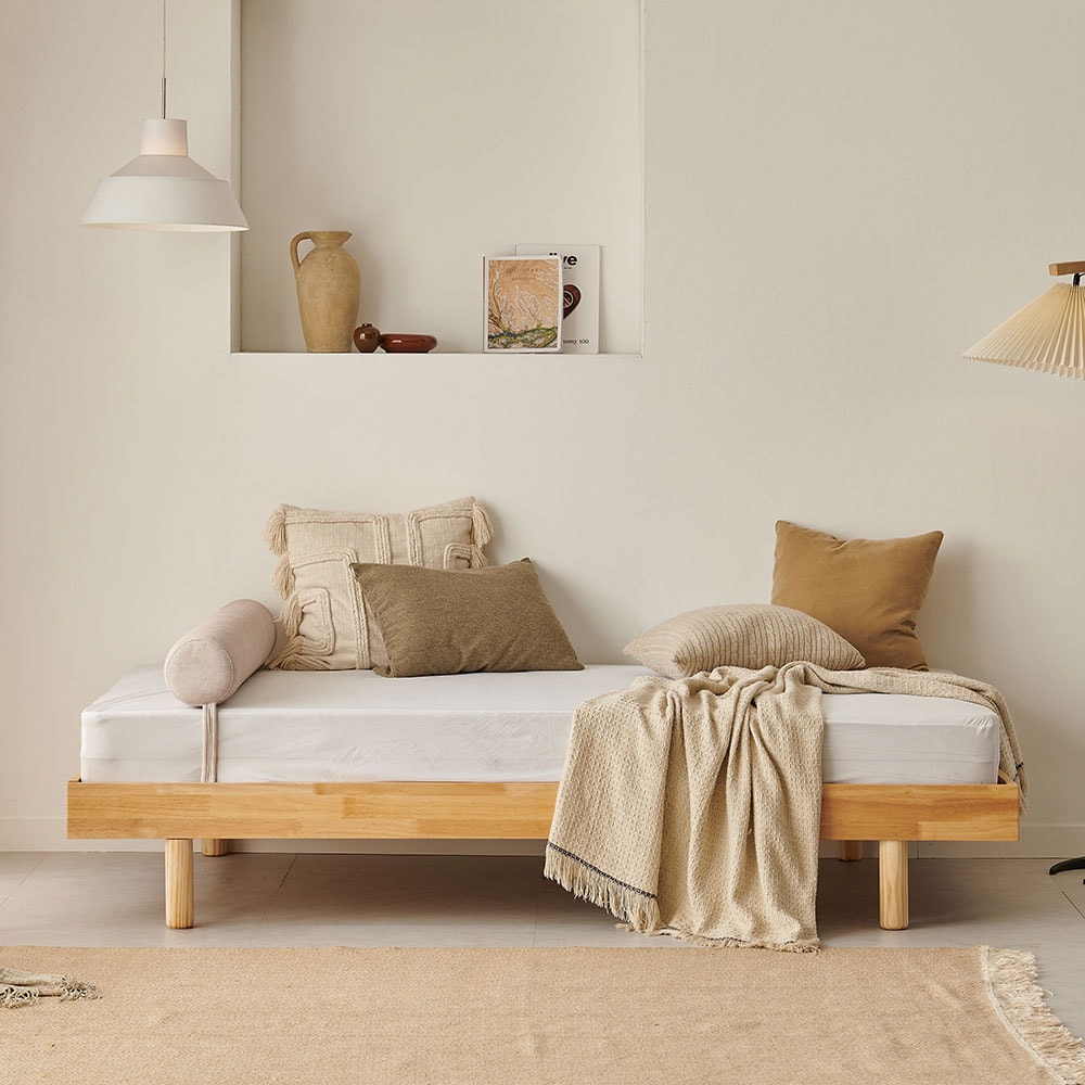 [신상품]상일리베가구 룬 원목 1인용 소파베드 MS/SS - 01-1. 룬MS+본넬매트리스+쿠션_내추럴