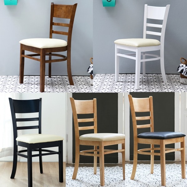 베스트리빙 1+1 캘빈 원목 식탁의자 4colors - 가죽좌판/화이트 