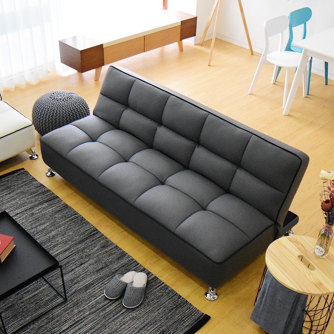 자네트가구 쿠다스 가죽 3인용 접이식 소파베드 2colors 