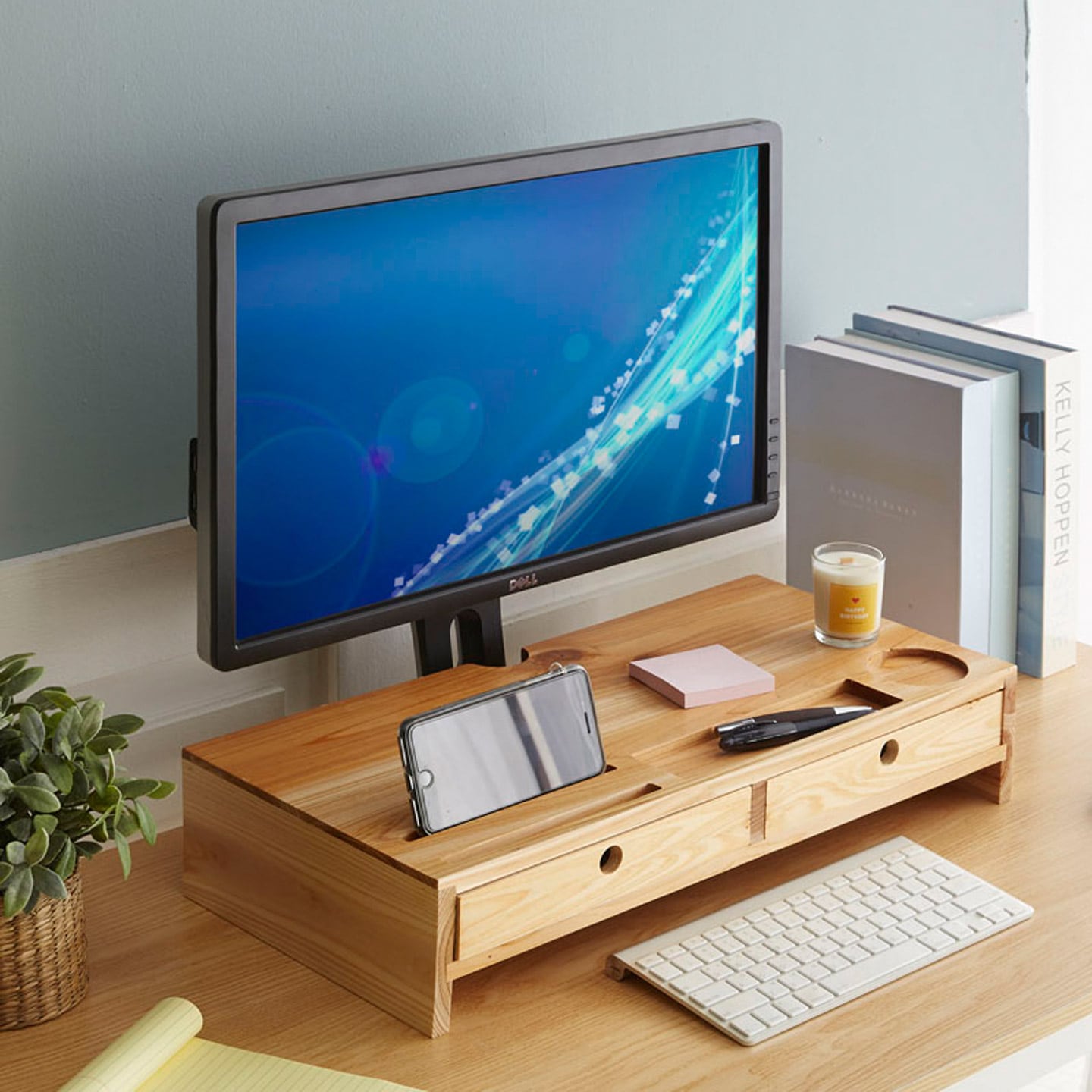 [오늘출발][신상품]키모 삼나무 원목 모니터받침대 선반 서랍형