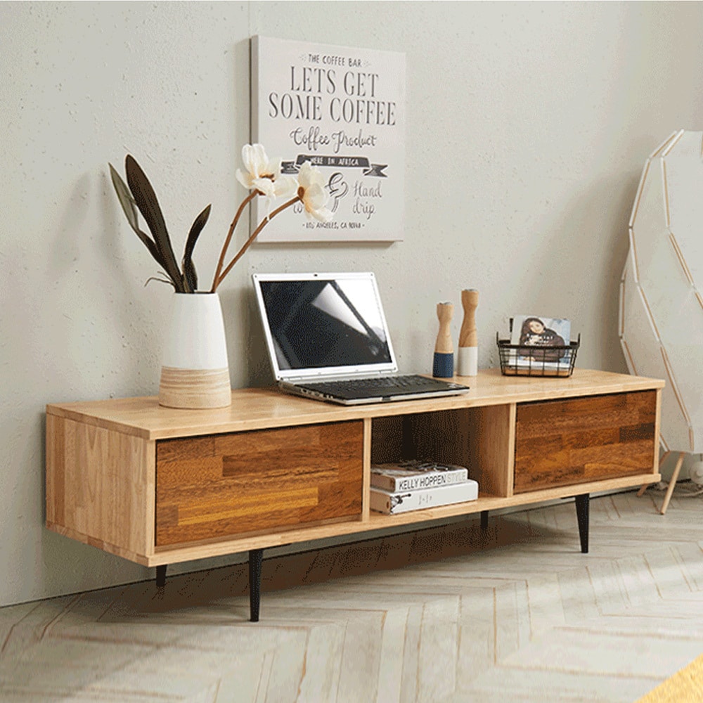 [신상품] 라레스가구 C1FA 고무나무 원목 1단1500 거실장