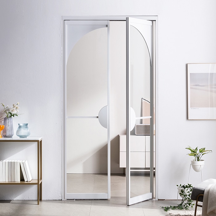 [신상품] 에넥스 아크네 아치형 반자동 중문 (W1200)