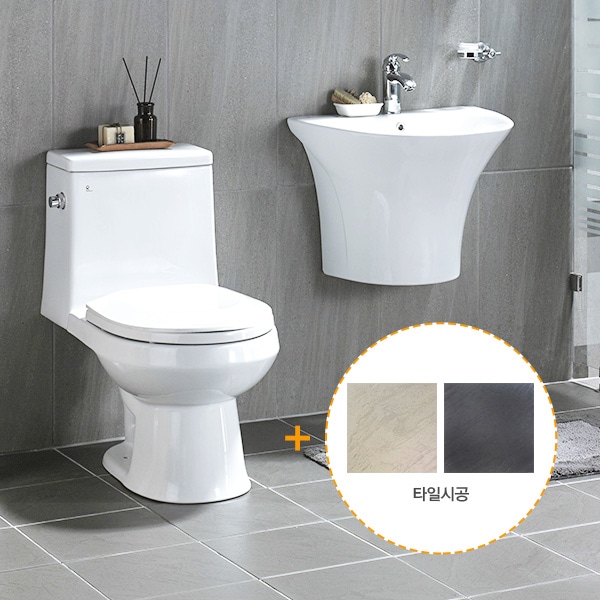 로얄앤컴퍼니 욕실리모델링 하프세트A (타일시공+무료실측+철거) PTP500 