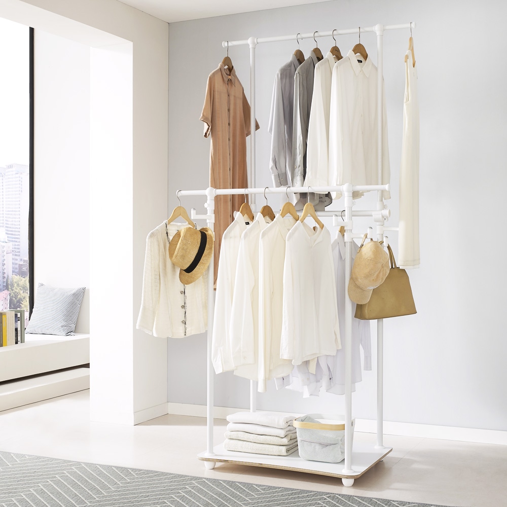 [오늘출발] [신상품] 이지온행거 자작나무 3단 와이드 스탠드 행거 EBWB-403