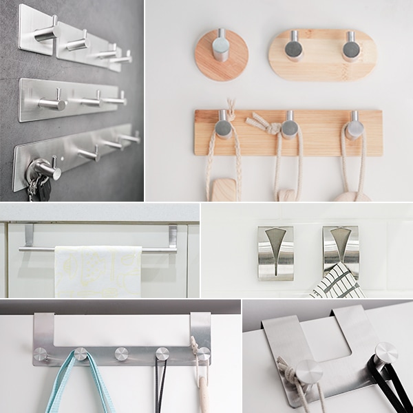 [츠바메][신상품]츠바메 스텐후크 / 접착식 벽걸이후크 행주걸이 도어후크 - 우드 스텐후크2구X1개