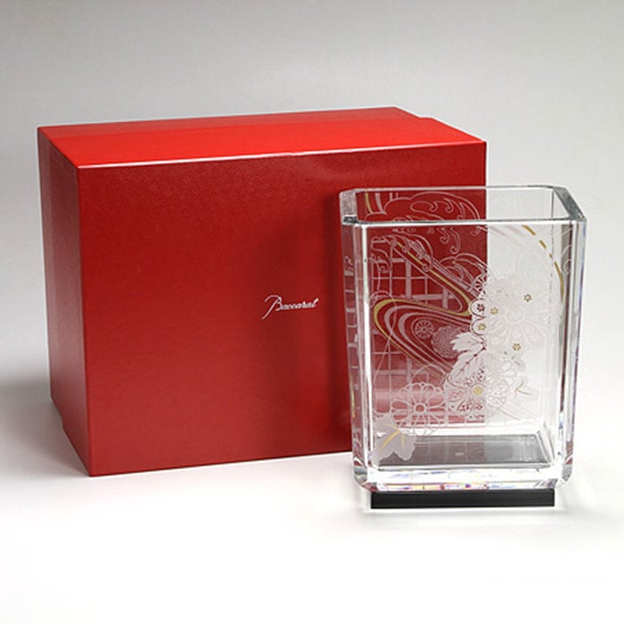 [해외] baccarat [해외] 바카라 일본 에도 국화 사각 꽃병 H30cm(옻빌받침대포함)