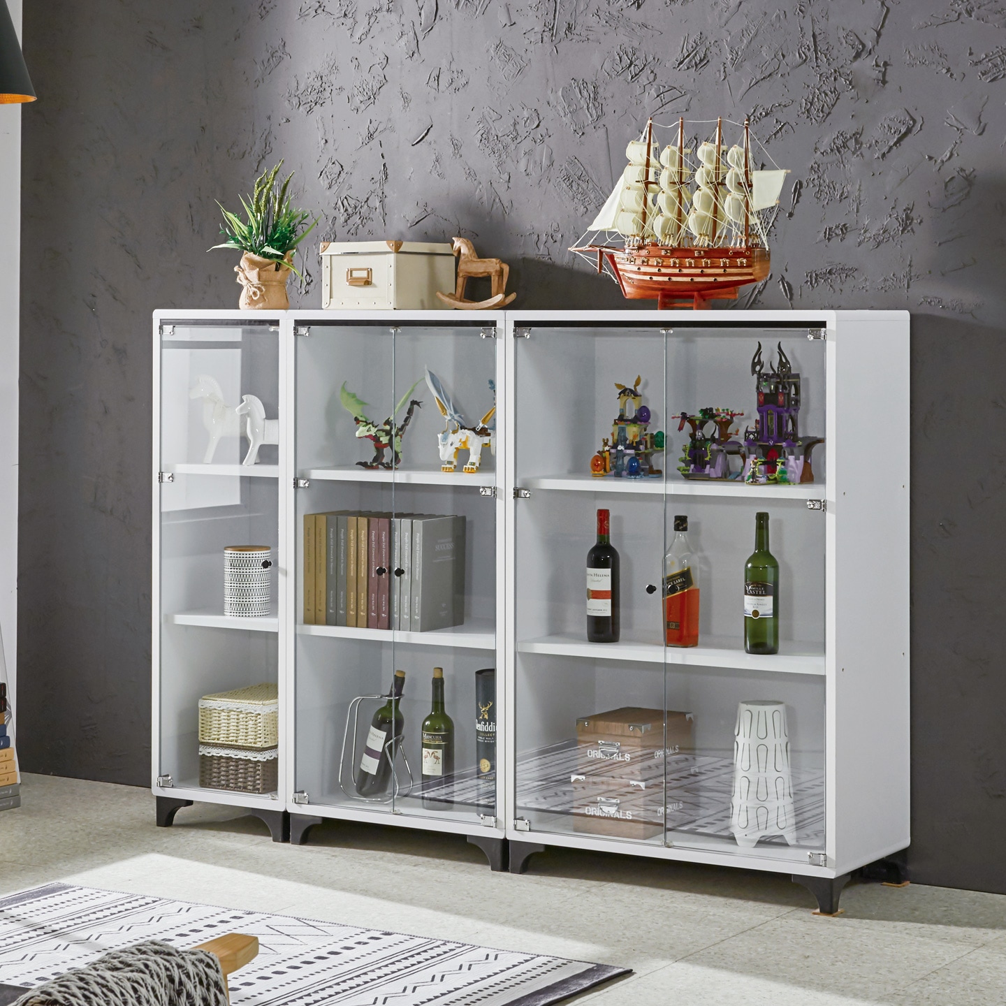 [신상품]퍼닉에스엠 띠아모 유리장식장 - 03_리코 낮은800 유리장식장_화이트