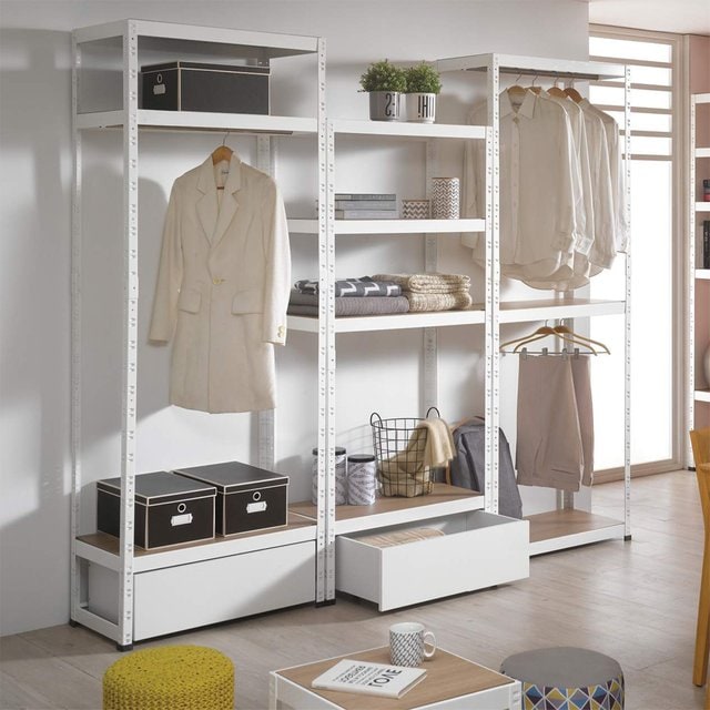 [신상품]슈랙엣홈 무볼트 철제 수납행거 드레스룸 2colors (가로600~800mm) 조립망치 증정