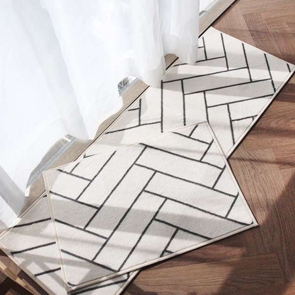 [오늘출발] [신상품] 더프리그 무드헤링본 극세사 사계절 매트 (발매트/주방매트/매트세트) - 4color - 아이보리_발매트