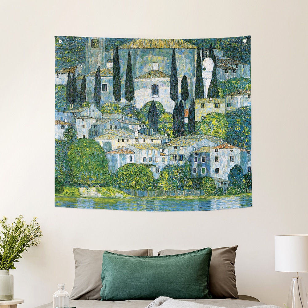 상상후 클림트 칸소네의교회 패브릭포스터 창문 가리개 가림막 인테리어 명화 아트 90x73