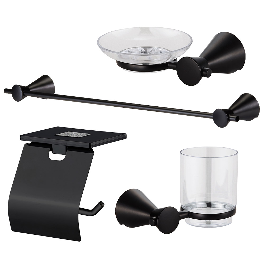 [신상품]코시나 실속있는 구성의 욕실용품 4종세트 KXN2400_BLACK