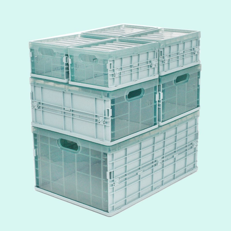 비스비바 적층 폴딩박스 덮개 접이식 리빙박스 대중소 7P 세트 캠핑 3colors