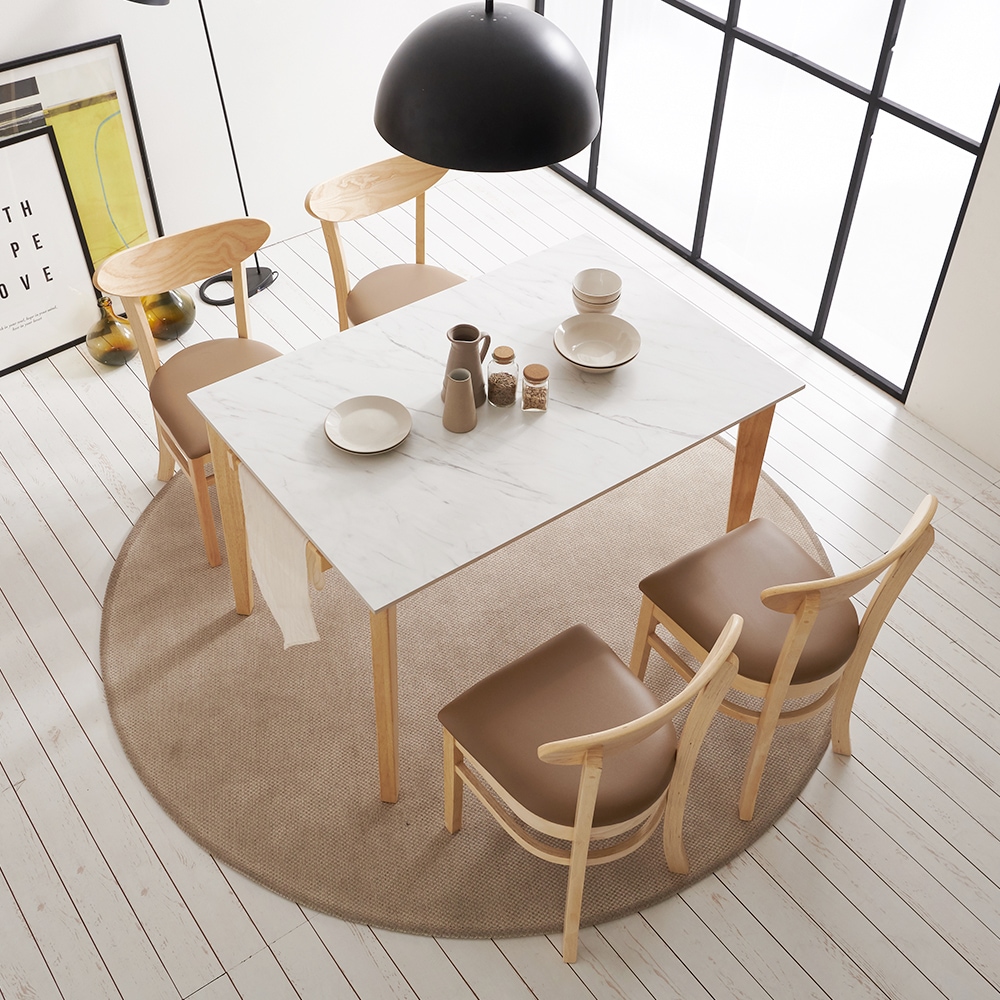 [신상품] 보니애가구 라일라 12T 포세린 세라믹 4인용 식탁세트 1200 체어형 (의자4)