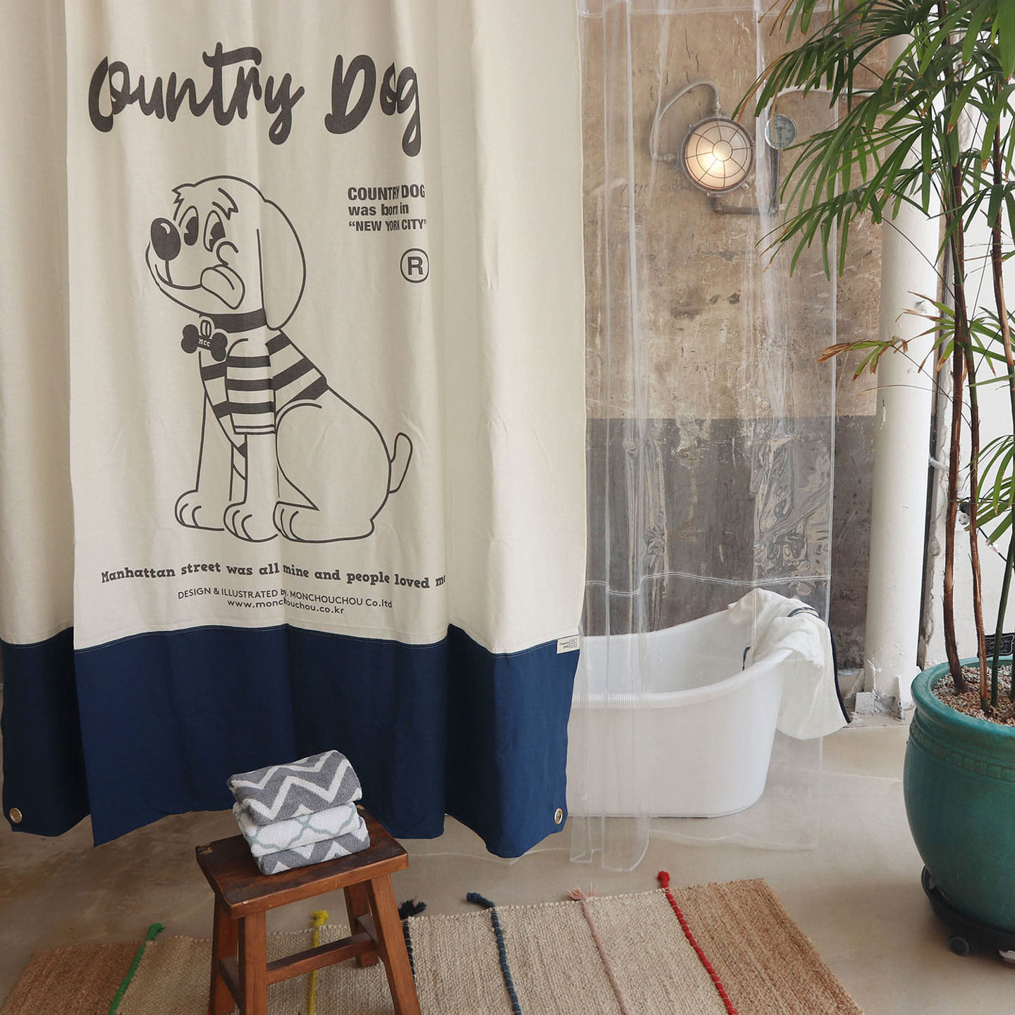 [신상품]몽슈슈 컨츄리 독 리빙커튼